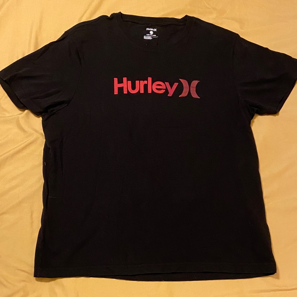Hurley Black Tee with Red Logo